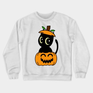 Funny black cat is in a pumpkin Crewneck Sweatshirt